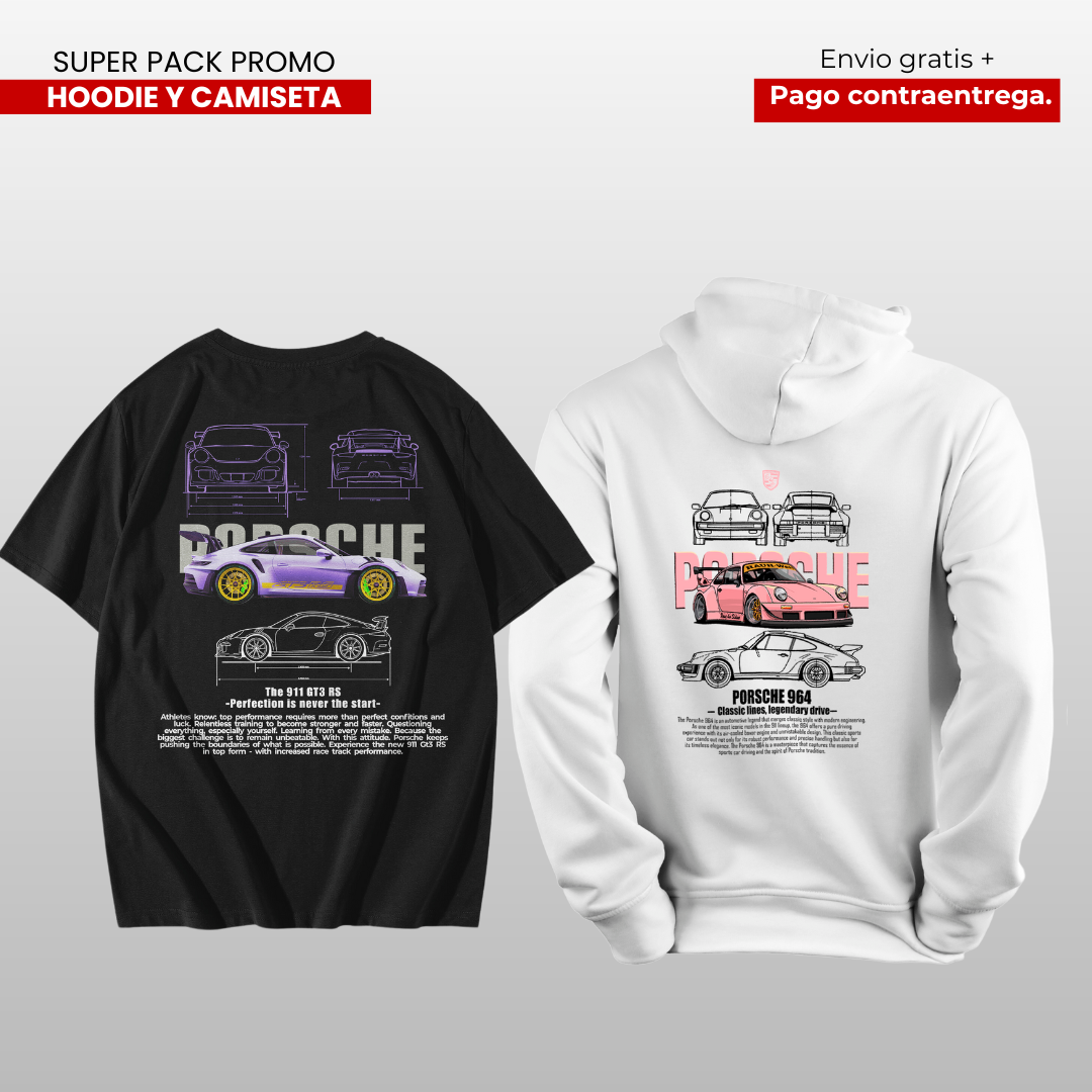 PACK CAMISETA Y HOODIE PORSHE 911 Y PORSHE 964
