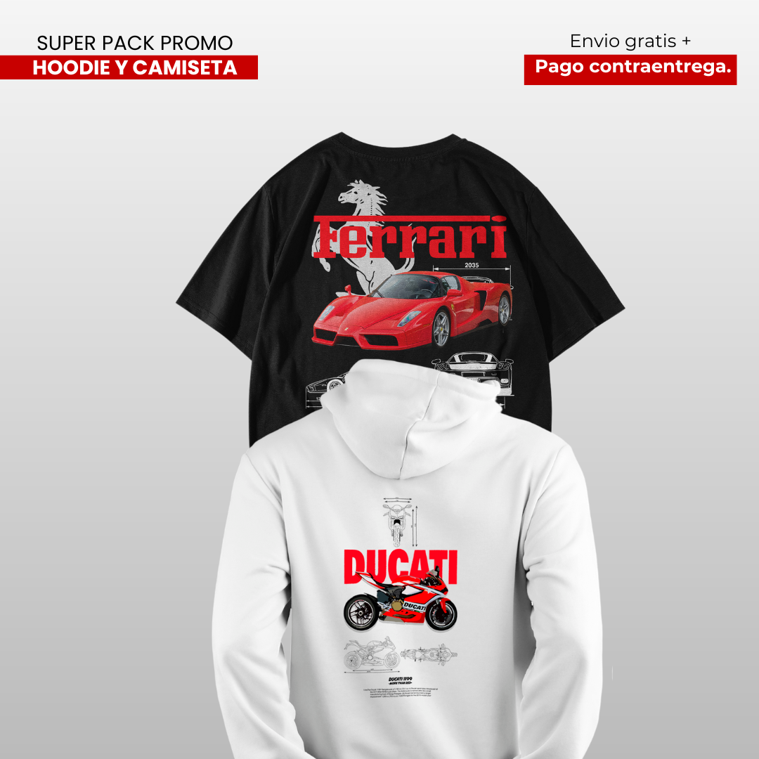 PACK CAMISETA Y HOODIE DUCATI Y ENZO FERRARI