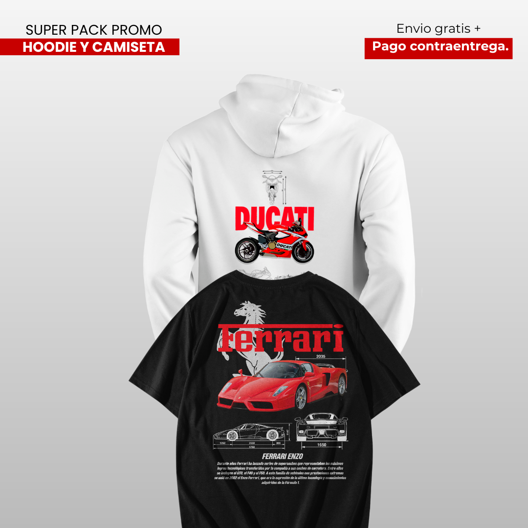 PACK CAMISETA Y HOODIE DUCATI Y ENZO FERRARI