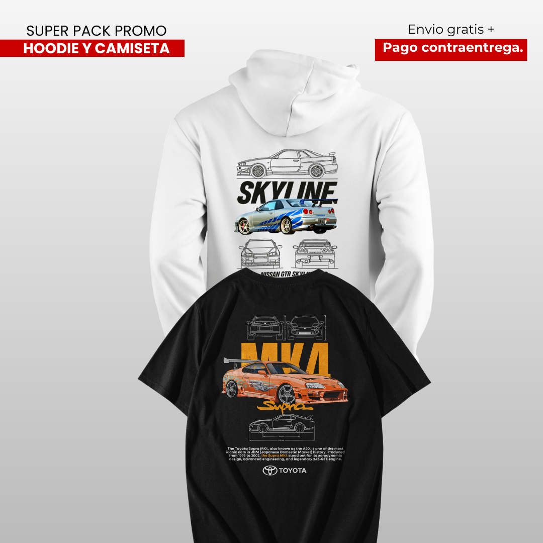 PACK CAMISETA Y HOODIE SUPRA Y GTR SKYLINE