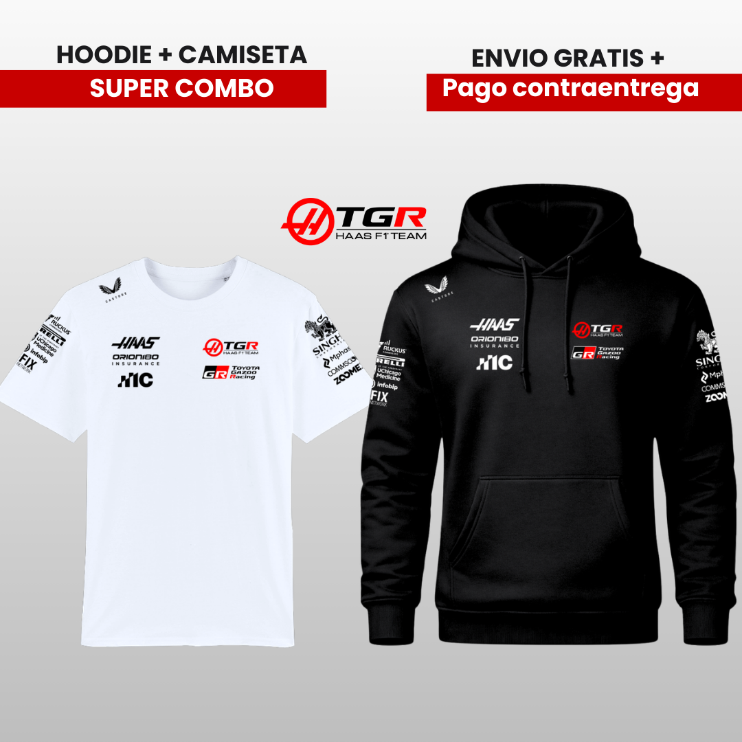 PACK HOODIE Y CAMISTA HASS TEAM F1  2026 PROMO