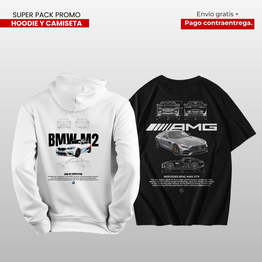 PACK CAMISETA Y HOODIE MERCEDES AM GT Y BMW M2
