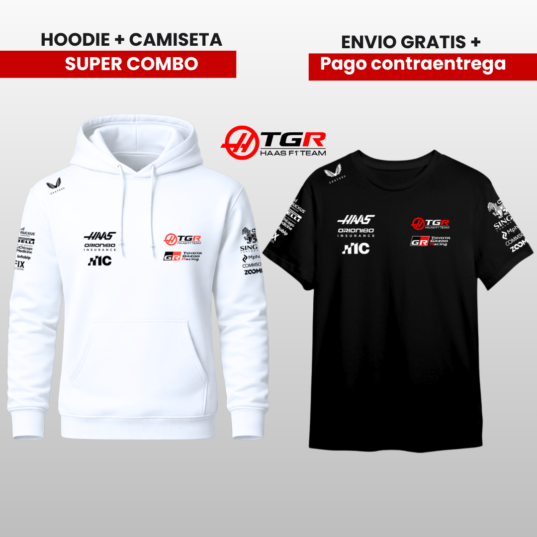 PACK HOODIE Y CAMISTA HASS TEAM F1  2026 PROMO