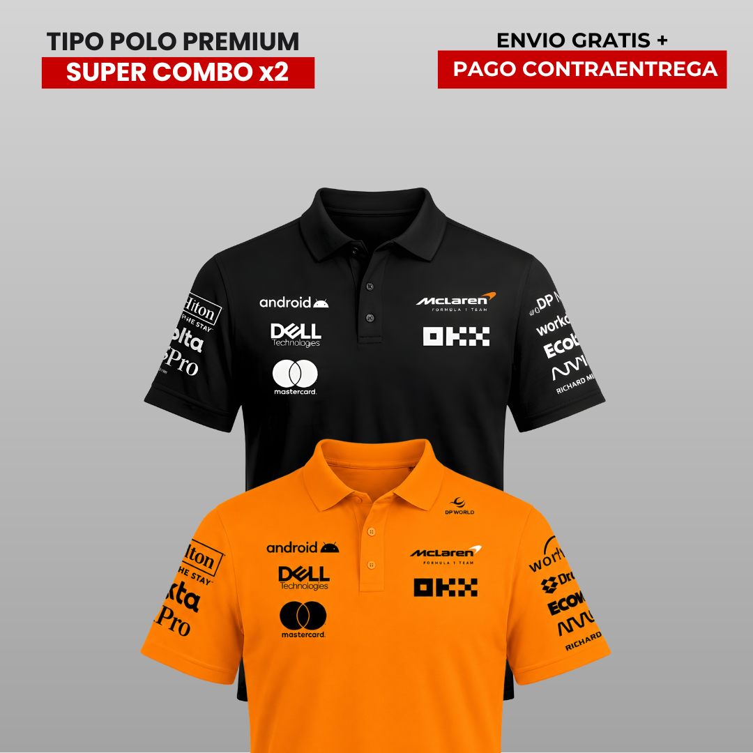 PACK 2 POLOS PREMIUM  MCLAREN  F1  TEAM