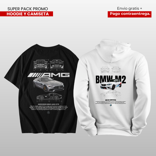 PACK CAMISETA Y HOODIE MERCEDES AM GT Y BMW M2