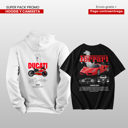 PACK CAMISETA Y HOODIE DUCATI  Y ENZO FERRARI