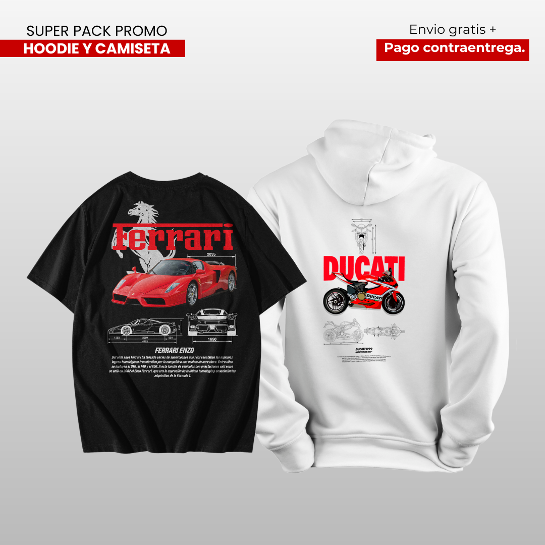 PACK CAMISETA Y HOODIE DUCATI  Y ENZO FERRARI