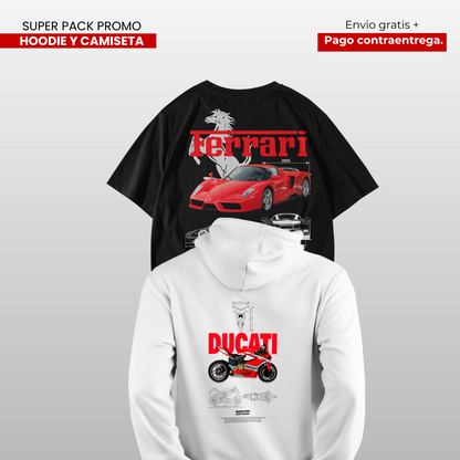 PACK CAMISETA Y HOODIE DUCATI  Y ENZO FERRARI
