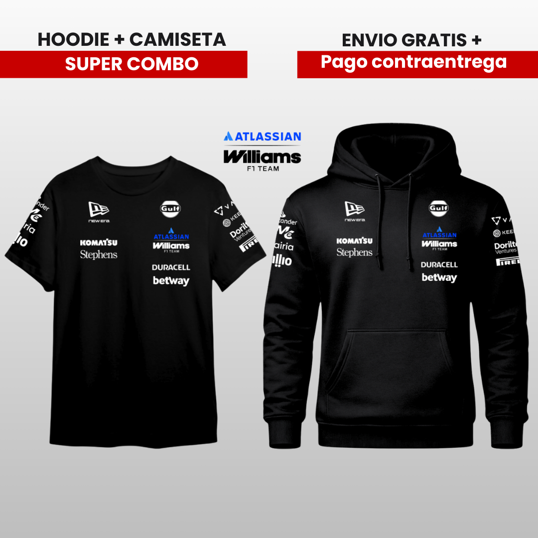PACK HOODIE Y CAMISTA WILLIAMS RACING TEAM F1  2026 PROMO