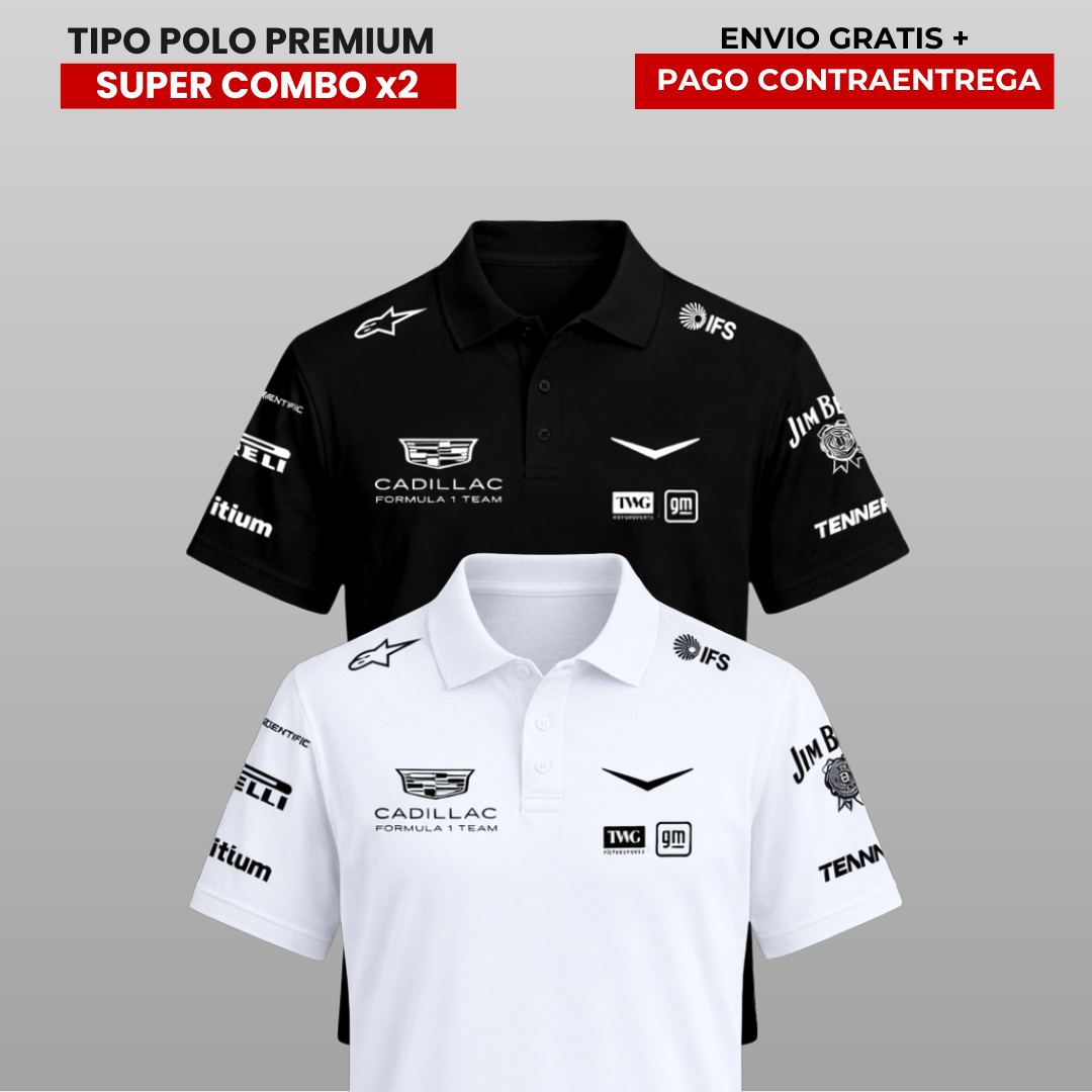 PACK 2 POLOS PREMIUM CADILLAC F1 TEAM