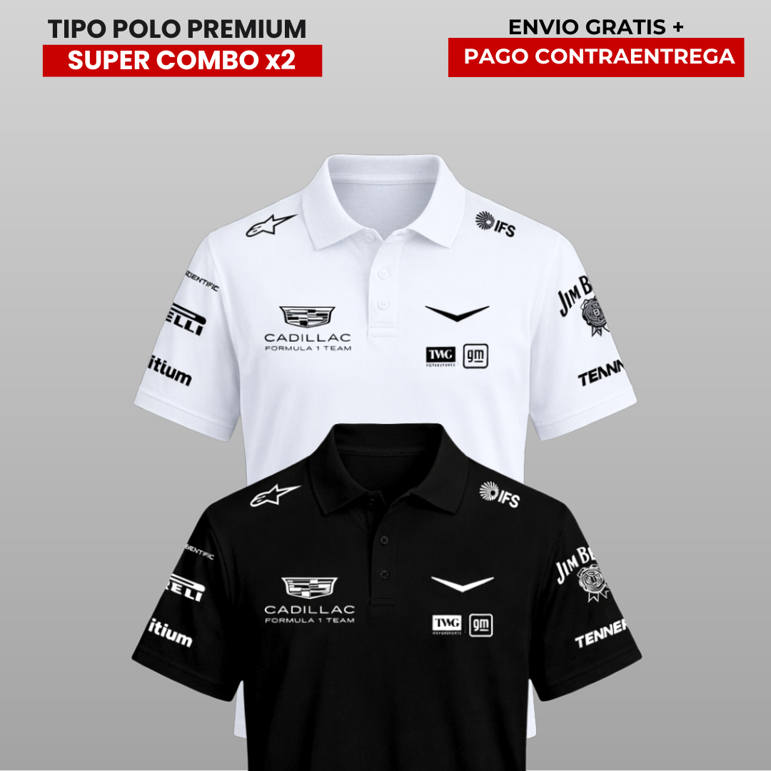 PACK 2 POLOS PREMIUM CADILLAC F1 TEAM