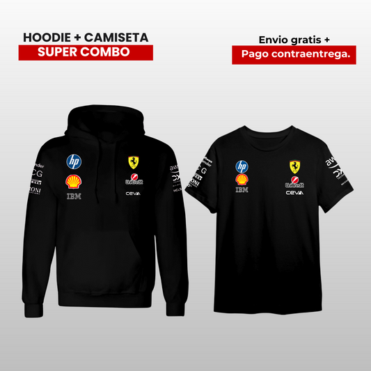PACK CAMISETA Y HOODIE FERRARI F1 2025