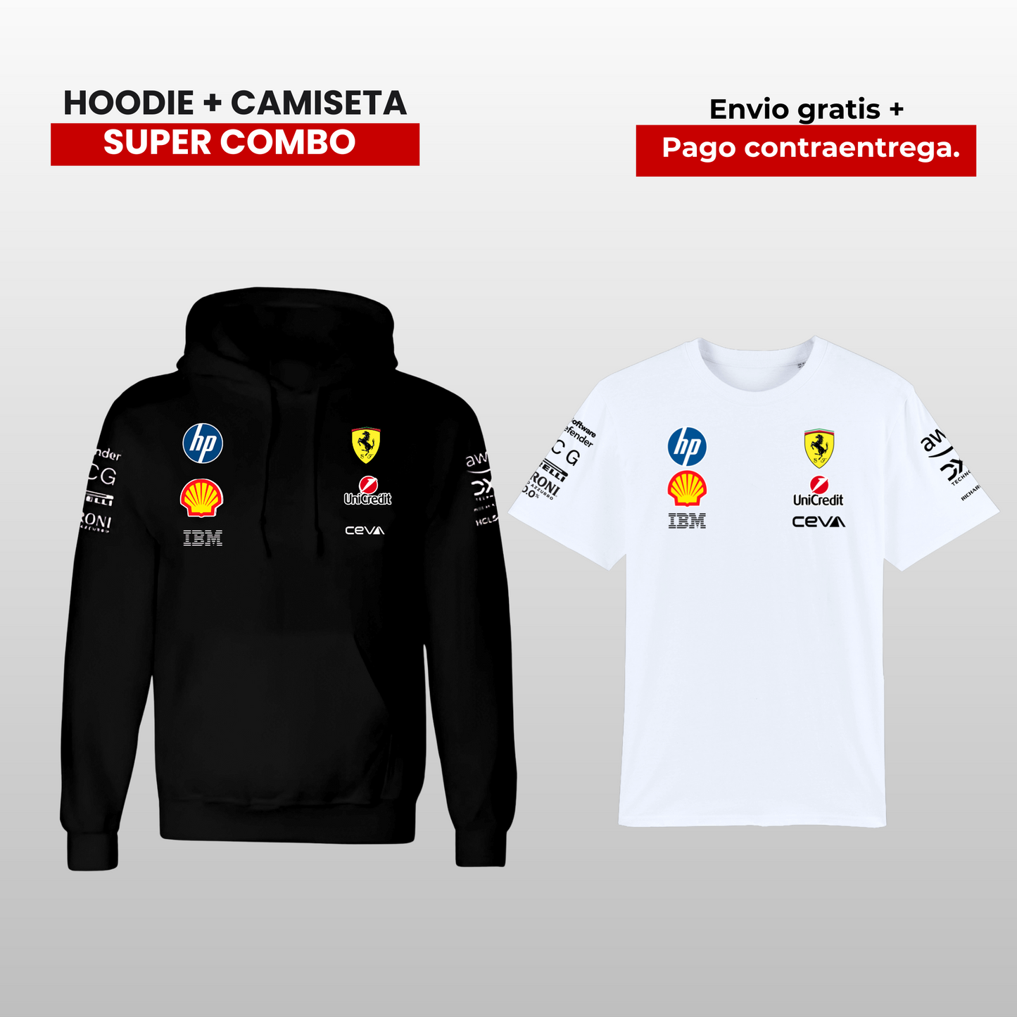 PACK CAMISETA Y HOODIE FERRARI F1 2025