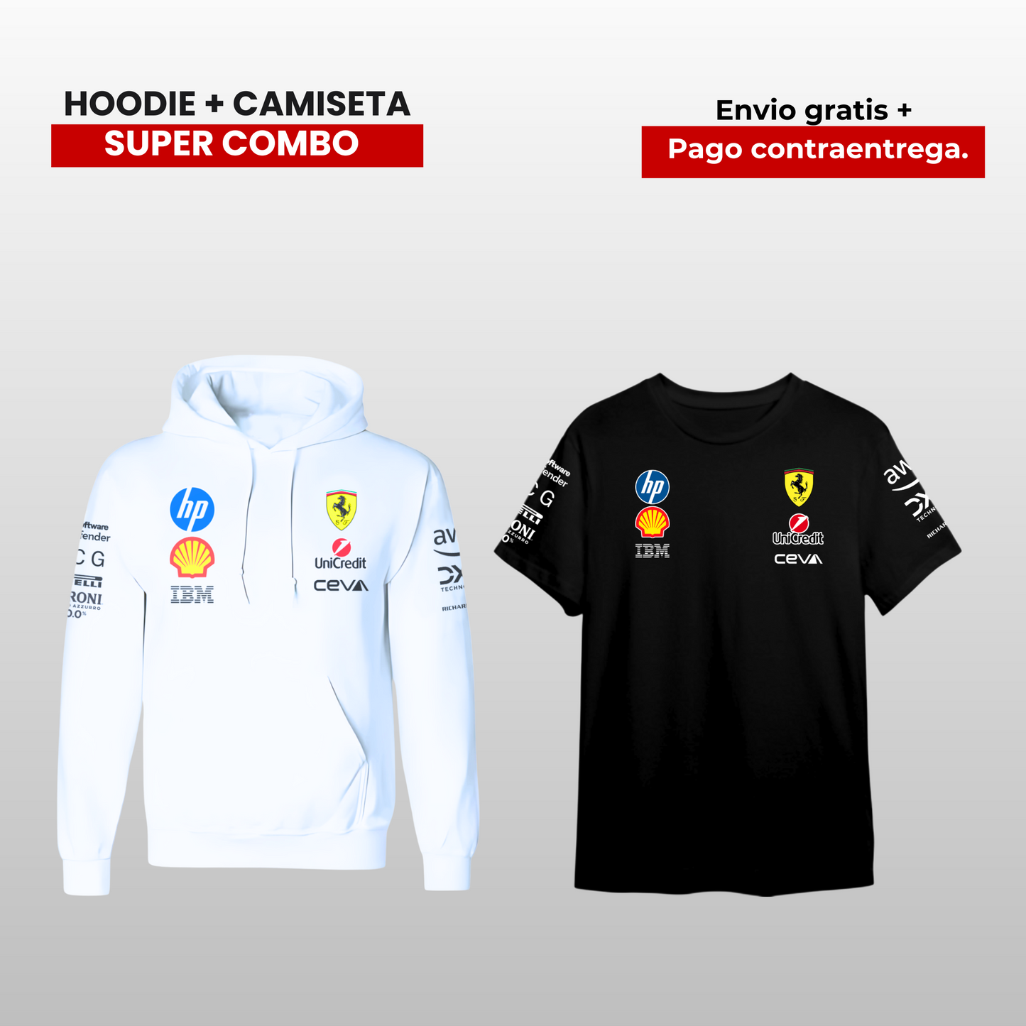 PACK CAMISETA Y HOODIE FERRARI F1 2025