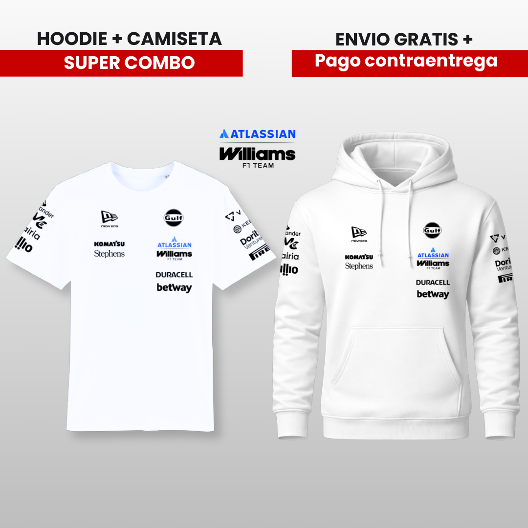 PACK HOODIE Y CAMISTA WILLIAMS RACING TEAM F1  2026 PROMO
