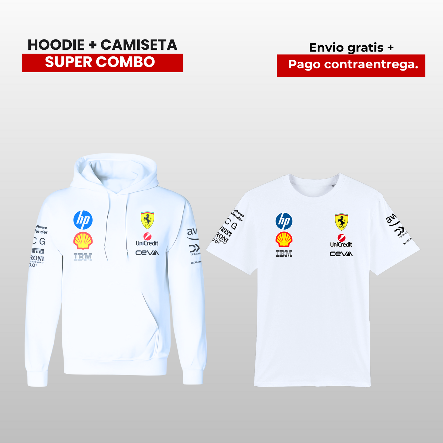 PACK CAMISETA Y HOODIE FERRARI F1 2025
