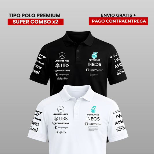 PACK 2 POLOS PREMIUM  MERCEDES AMG F1