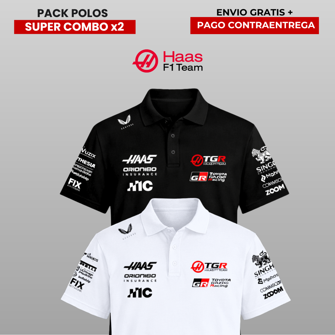 PACK 2 POLOS PREMIUM HASS F1 TEAM