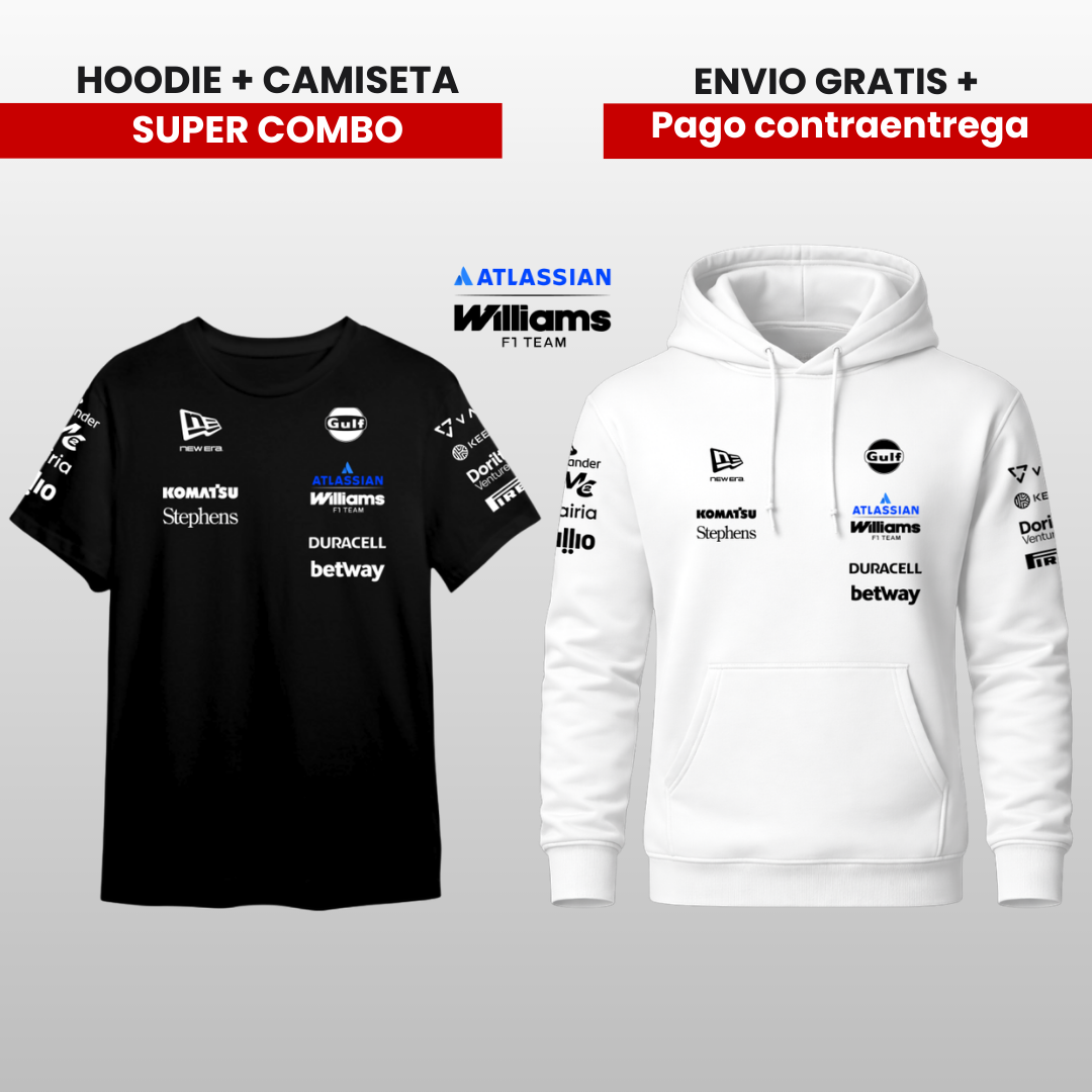 PACK HOODIE Y CAMISTA WILLIAMS RACING TEAM F1  2026 PROMO