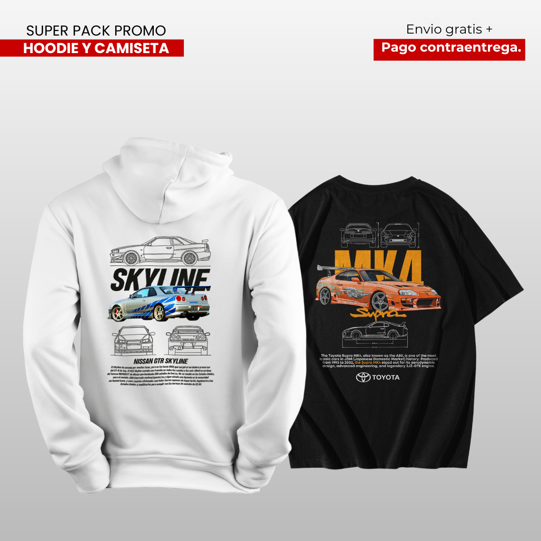 PACK CAMISETA Y HOODIE SUPRA Y GTR SKYLINE