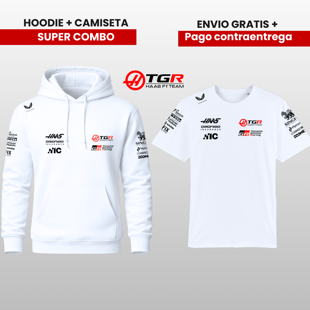 PACK HOODIE Y CAMISTA HASS TEAM F1  2026 PROMO