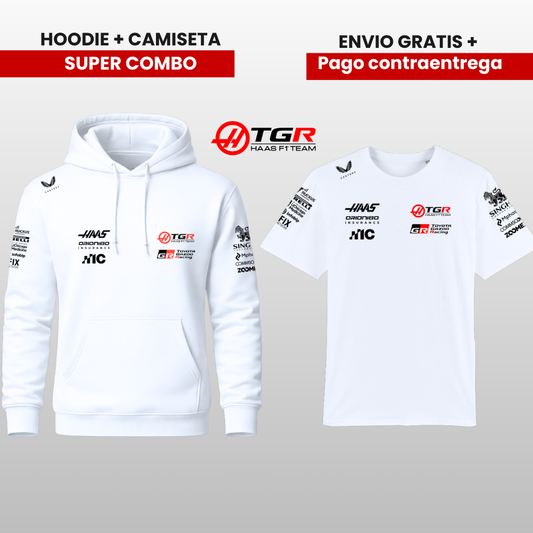 PACK HOODIE Y CAMISTA HASS TEAM F1  2026 PROMO