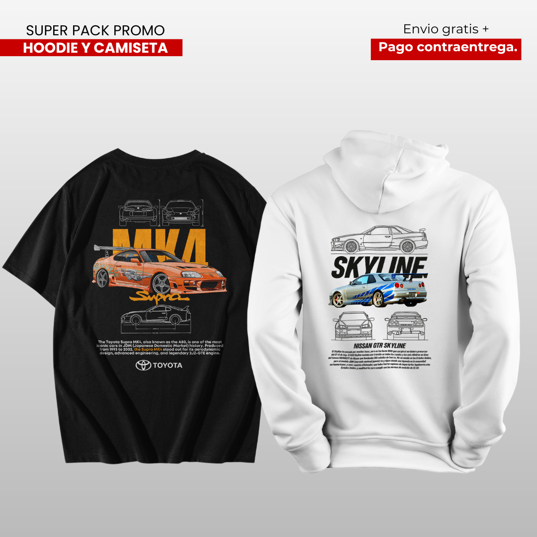 PACK CAMISETA Y HOODIE SUPRA Y GTR SKYLINE