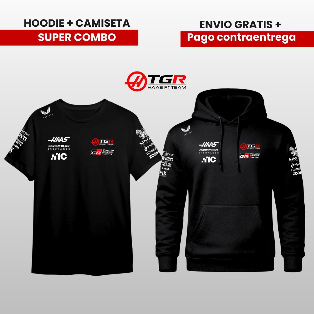 PACK HOODIE Y CAMISTA HASS TEAM F1  2026 PROMO