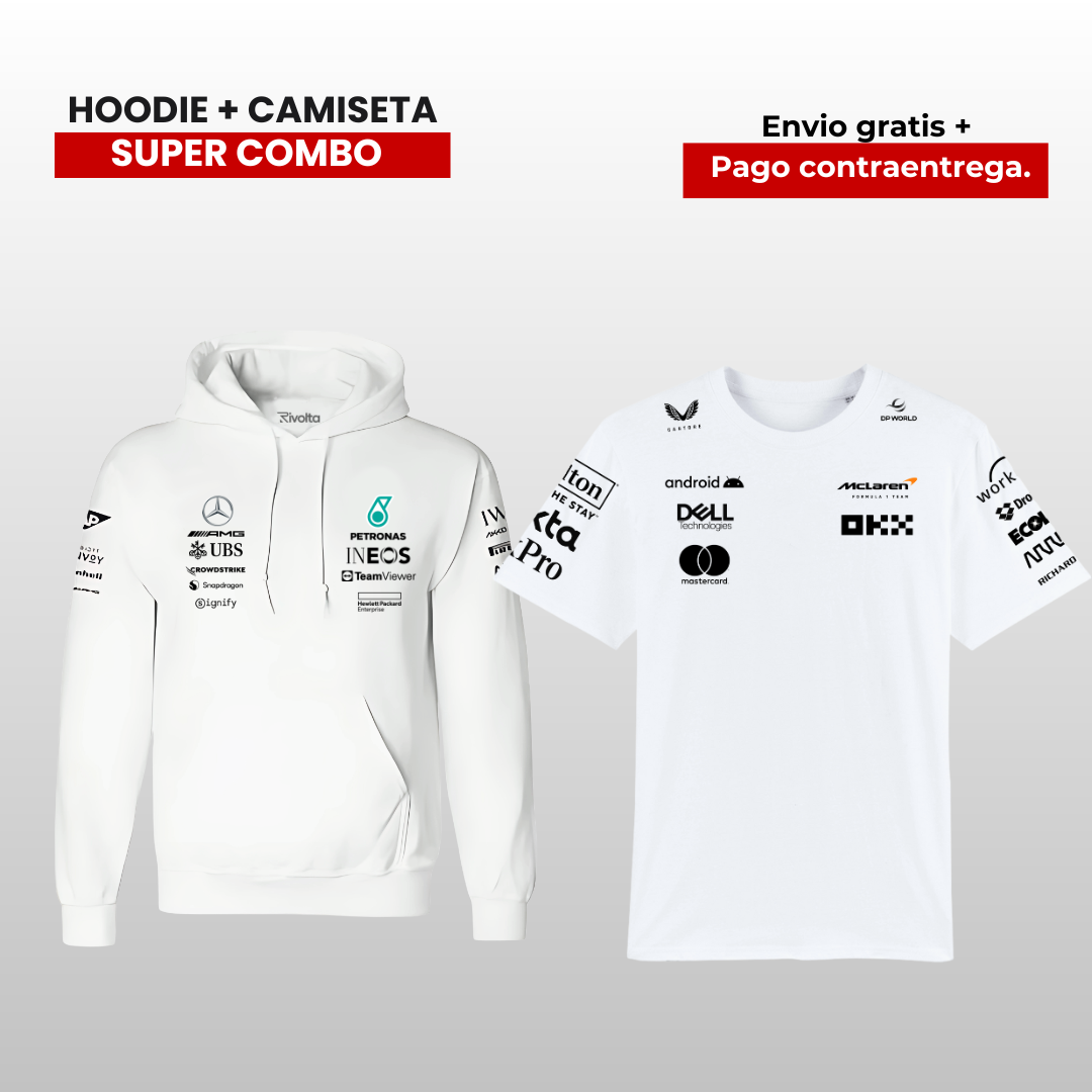 PACK CAMISETA MCLAREN F1 Y HOODIE MERCEDES AMG F1 2025