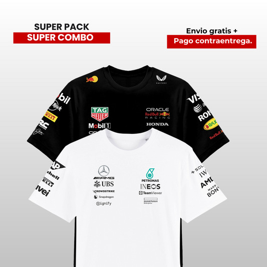 PACK 2 CAMISETAS 🚀  MERCEDES AMG F1  Y RB 2025