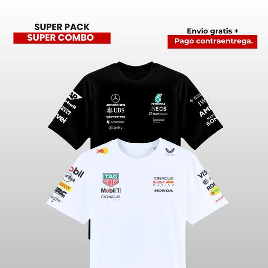 PACK 2 CAMISETAS 🚀  MERCEDES AMG F1  Y RB F1 2025