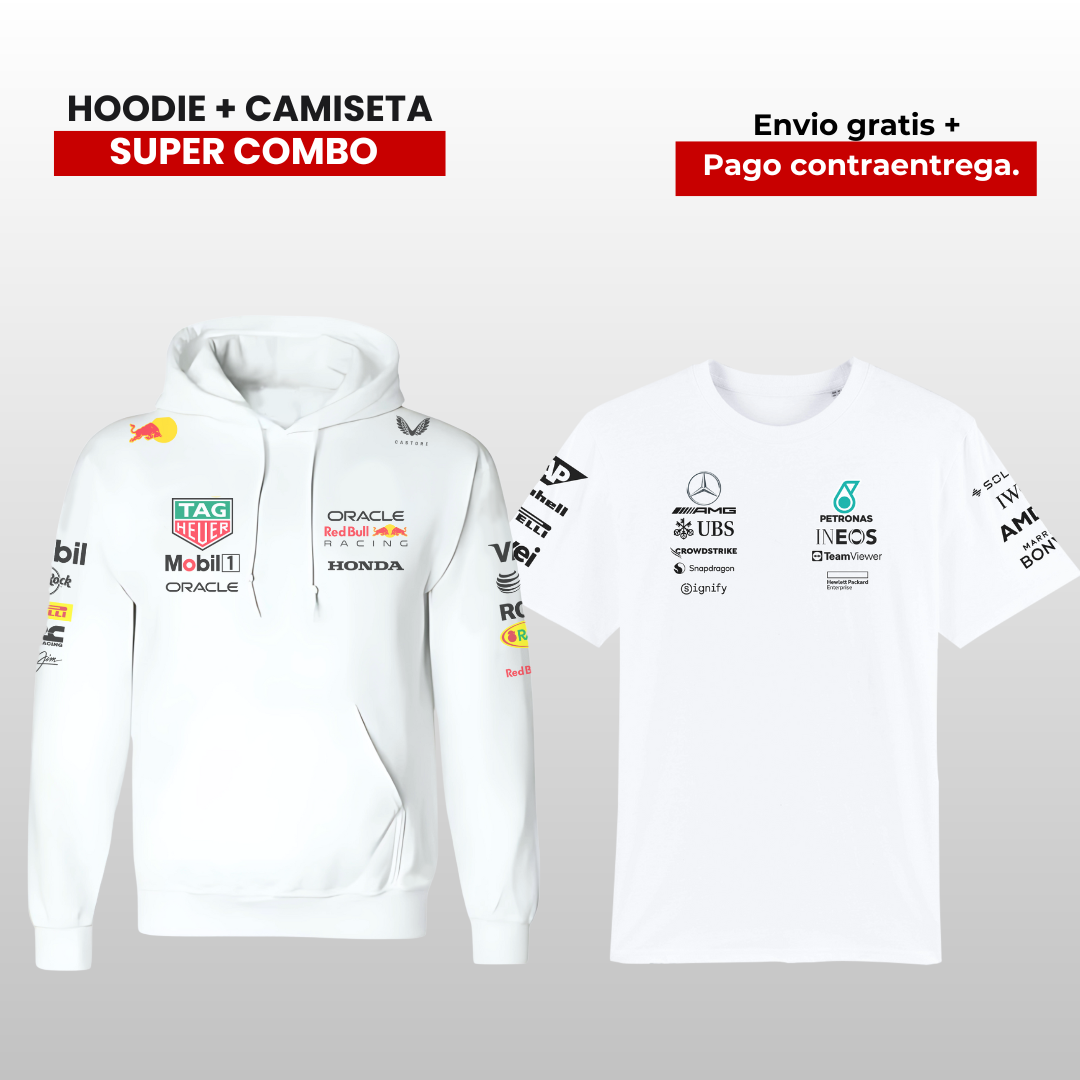 PACK CAMISETA MERCEDES AMG F1 Y HOODIE RB F1 2025
