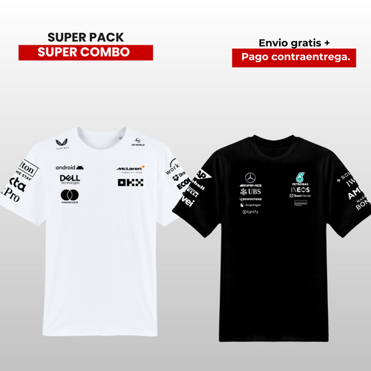 PACK 2 CAMISETAS  MERCEDES AMG F1  Y MCLAREN 2025