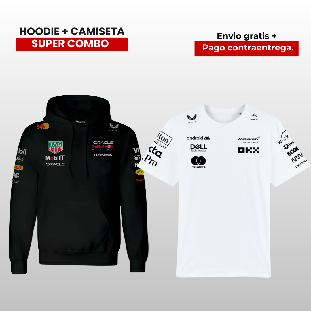 PACK CAMISETA MCLAREN AMG F1 Y HOODIE RED BULL F1 2025