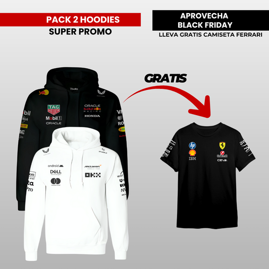 PACK X 2  HOODIES RB MCLAREN ( CAMISETA PREMIUM  GRATIS )