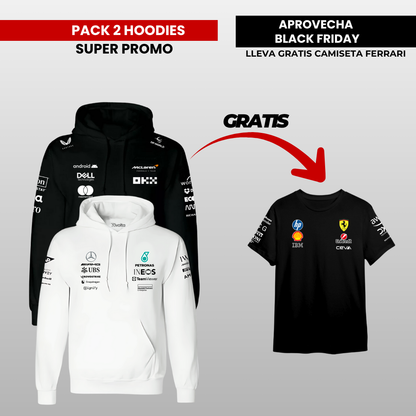 PACK X 2  HOODIES MERCEDES MCLAREN ( CAMISETA PREMIUM  GRATIS )