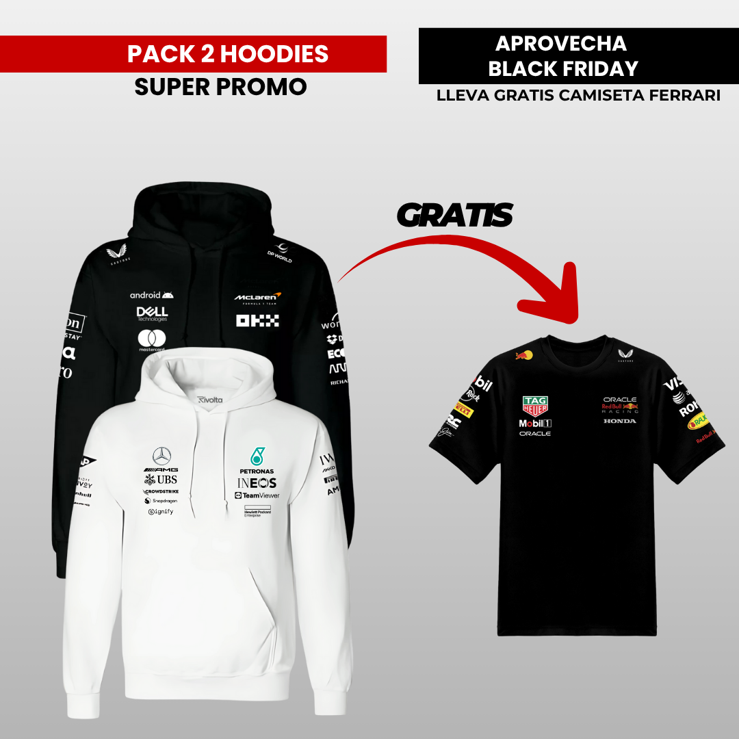 PACK X 2  HOODIES MERCEDES MCLAREN ( CAMISETA PREMIUM  GRATIS )