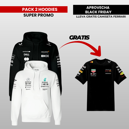 PACK X 2  HOODIES MERCEDES MCLAREN ( CAMISETA PREMIUM  GRATIS )