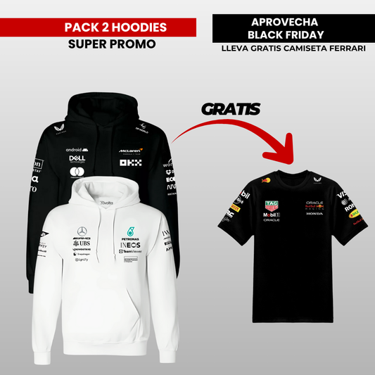 PACK X 2  HOODIES MERCEDES MCLAREN ( CAMISETA PREMIUM  GRATIS )