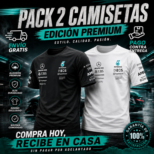 PACK 2 CAMISETAS  🚀  MERCEDES AMG F1  X2 2025