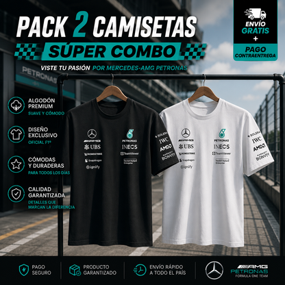 PACK 2 CAMISETAS  🚀  MERCEDES AMG F1  X2 2025