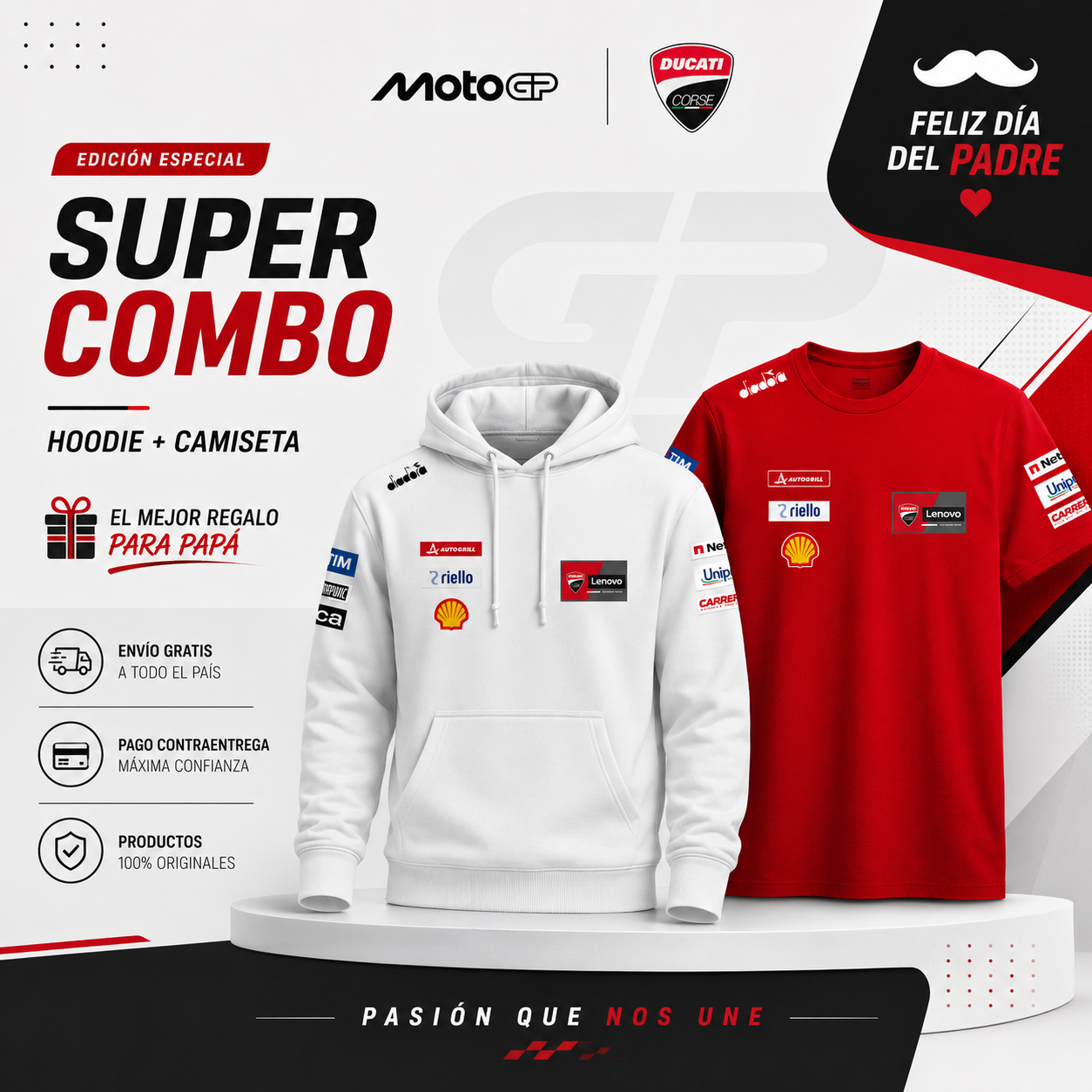 PACK HOODIE + CAMISETA  DUCATI