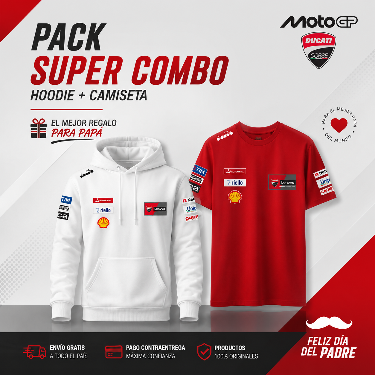PACK HOODIE + CAMISETA  DUCATI