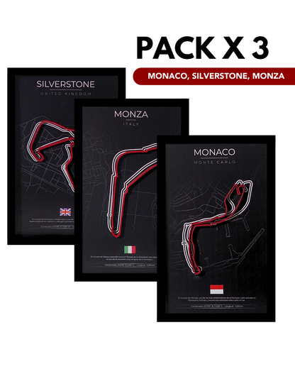 Cuadro F1 X3 Pista Con Altura Y Profundidad (Monaco, Silverstone, Monza)