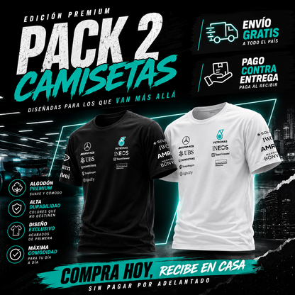 PACK 2 CAMISETAS  🚀  MERCEDES AMG F1  X2 2025