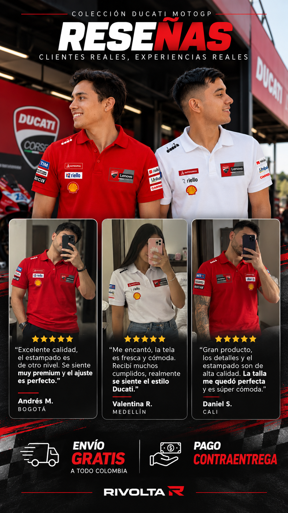 Reseñas clientes combo Ducati
