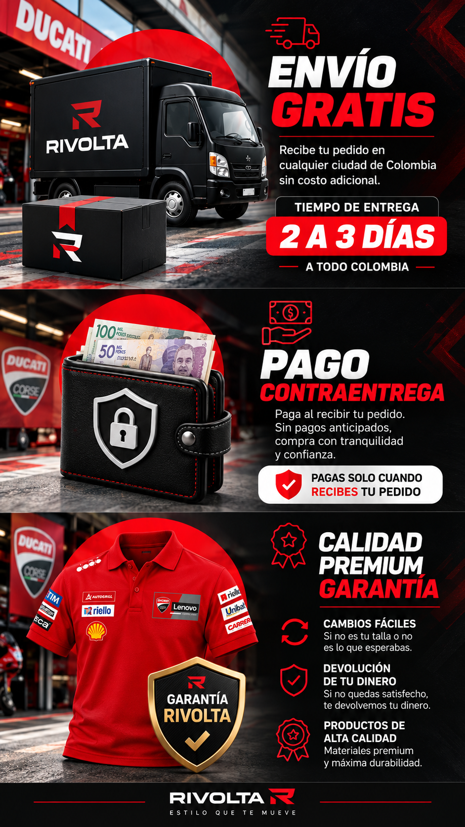Envío pago contraentrega y garantía Ducati