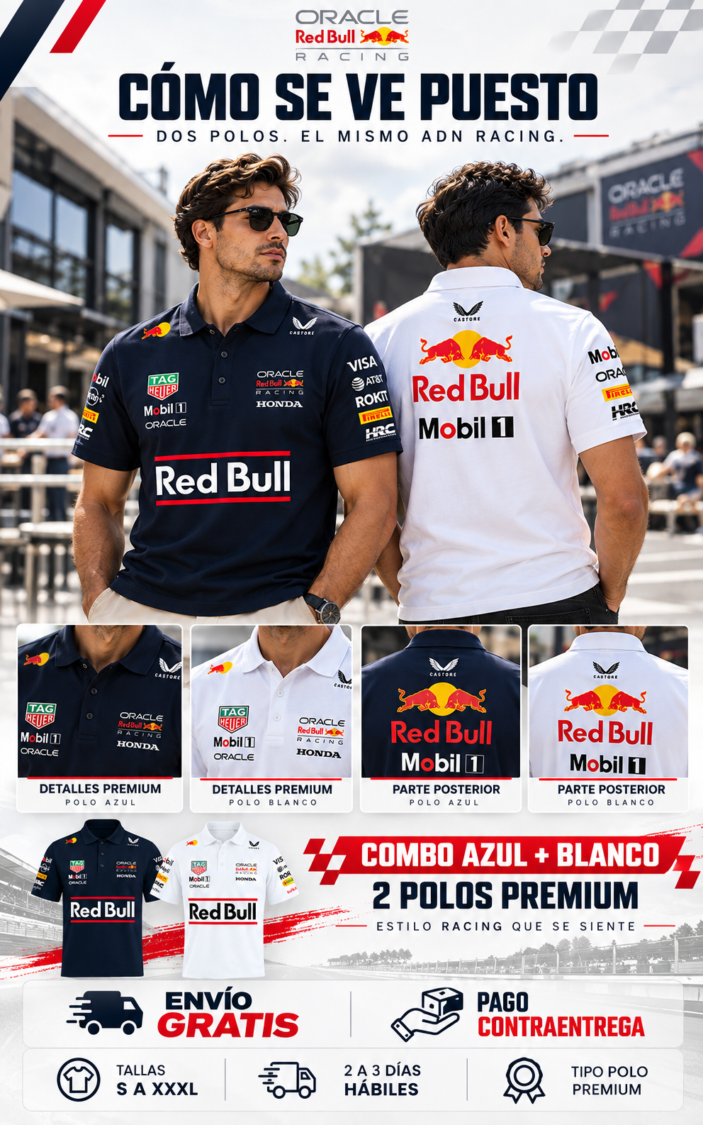 Cómo se ve puesto el combo Red Bull