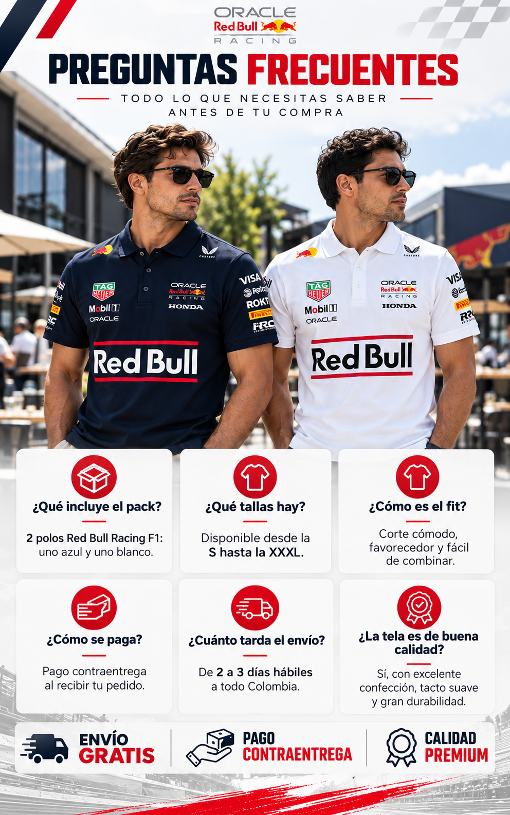 Tabla de medidas polos Red Bull Racing F1