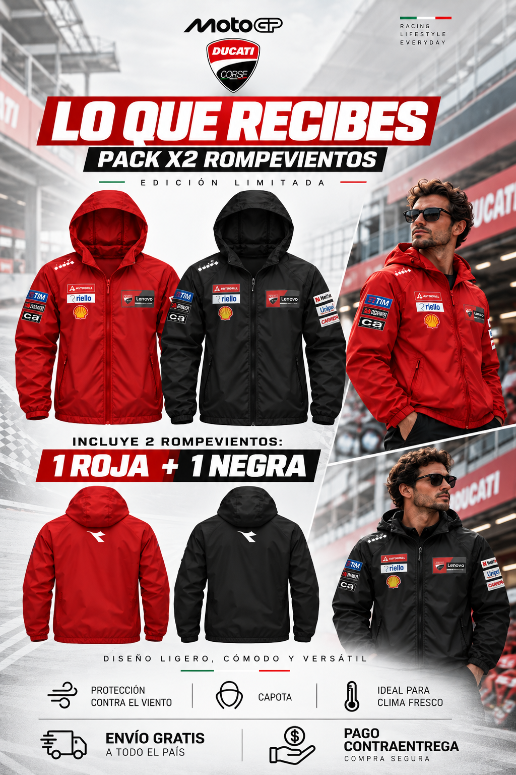 Cómo se ve puesto el pack de rompevientos Ducati